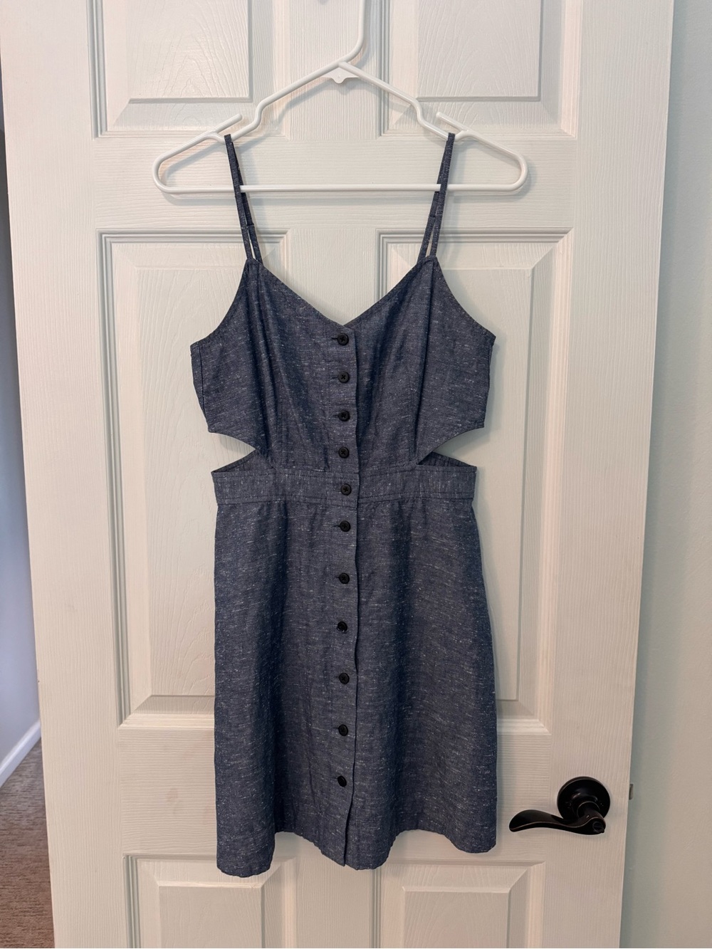 Madewell Chambray Button-Front Cutout Mini Dress